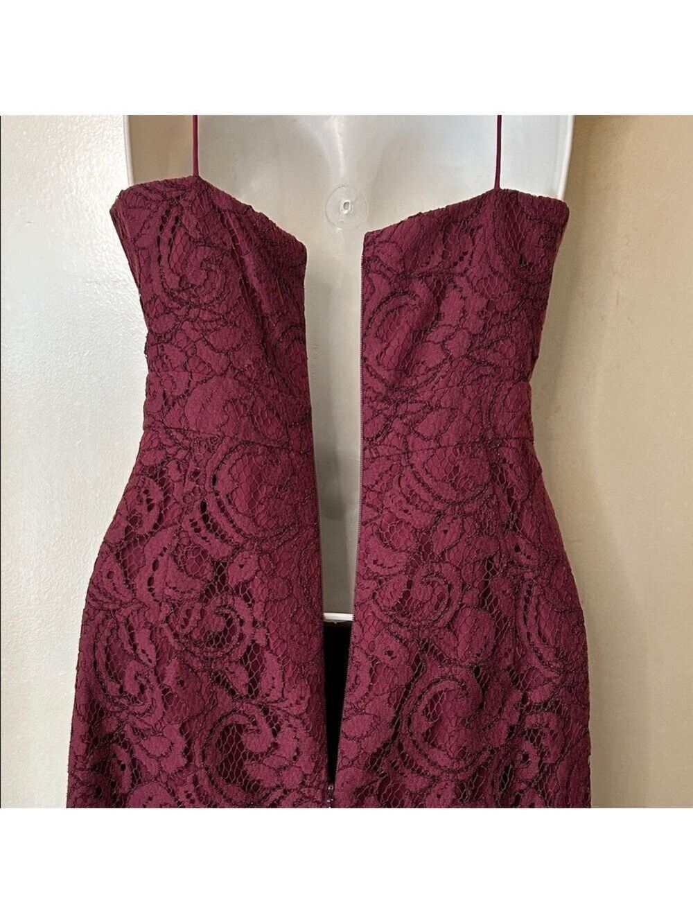 J. Crew Burgundy Lace Halter Midi Dress size 0 - Picture 10 of 12